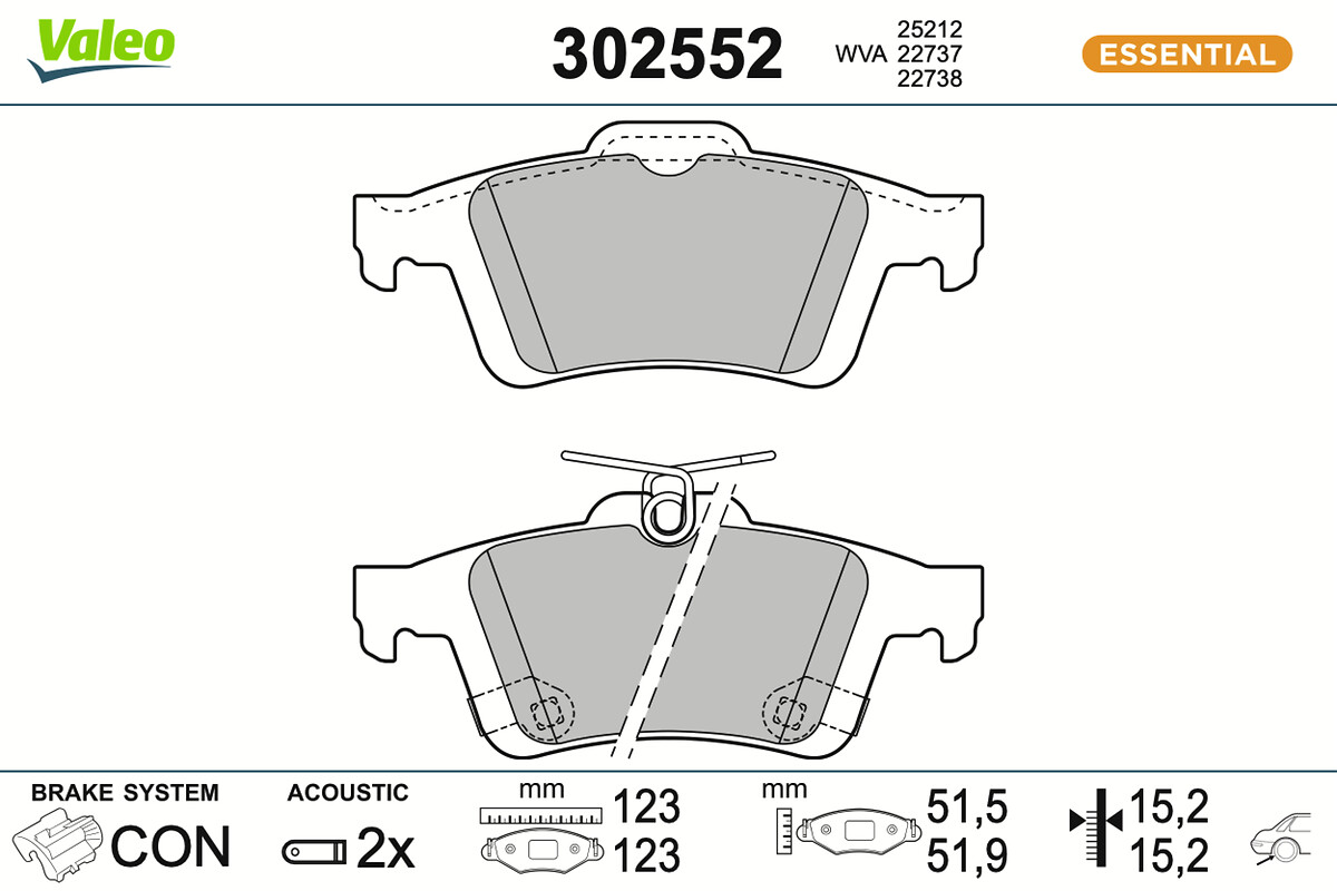 Jeu de 4 plaquettes de frein VALEO ref. 302552